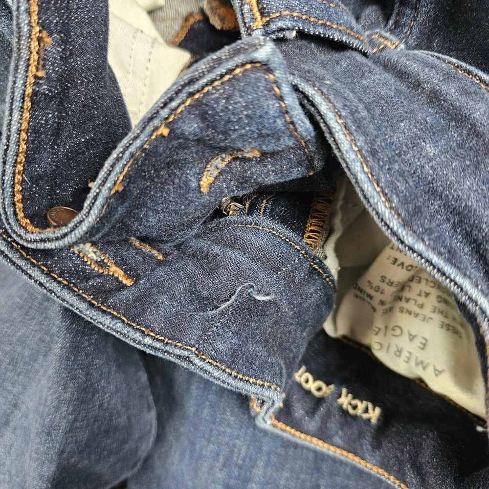 American Eagle Kick Boot Jeans Women 6 X-Short Dark Wash Next Level Stretch READ - Picture 8 of 12